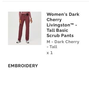 FIGS DARK CHERRY SCRUB SET. LIVINGSTON PANTS AND SCRUB TOP.